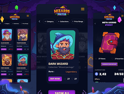 Wizards of Metis: Gallery NFT | Minting screen (Mobile version) android betting casino casino app crypto design gambling game ios magic minting mobile app mobile app design mobile casino mobile game nft online casino uiux