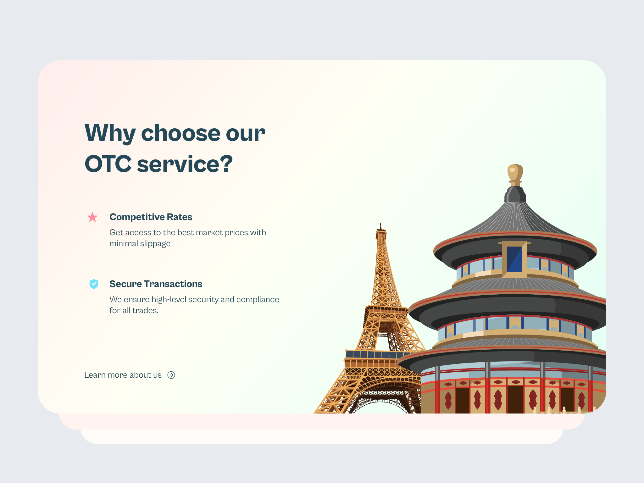 Product Information cross border finance landing page minimal product design