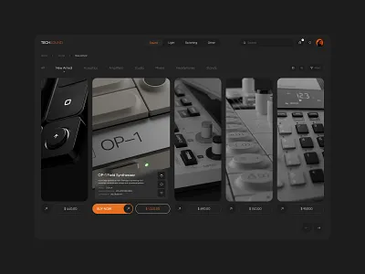 web interface design. music store dark graphic design modern music shop store web website