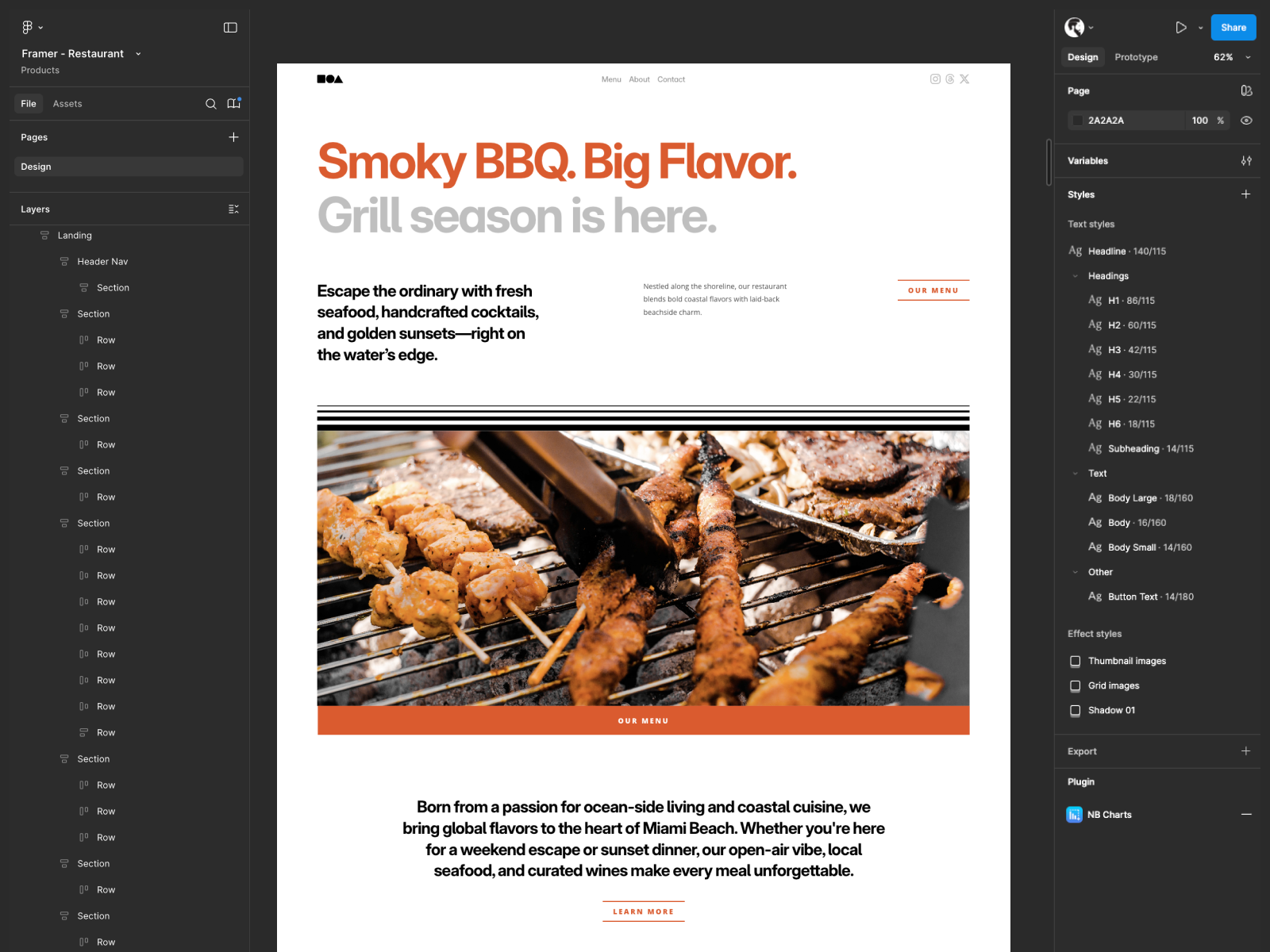 Restaurant Website Design Concept bbq design food food menu food website hotel landing page menu resort restaurant restaurant website ui ux web web design website