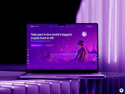 Crypto Hunt – AR Game Landing Page ar augmented reality crypto crypto game cryptocurrency design game game ui play to earn game ui ui ux ux interface virtual reality vr web design web3