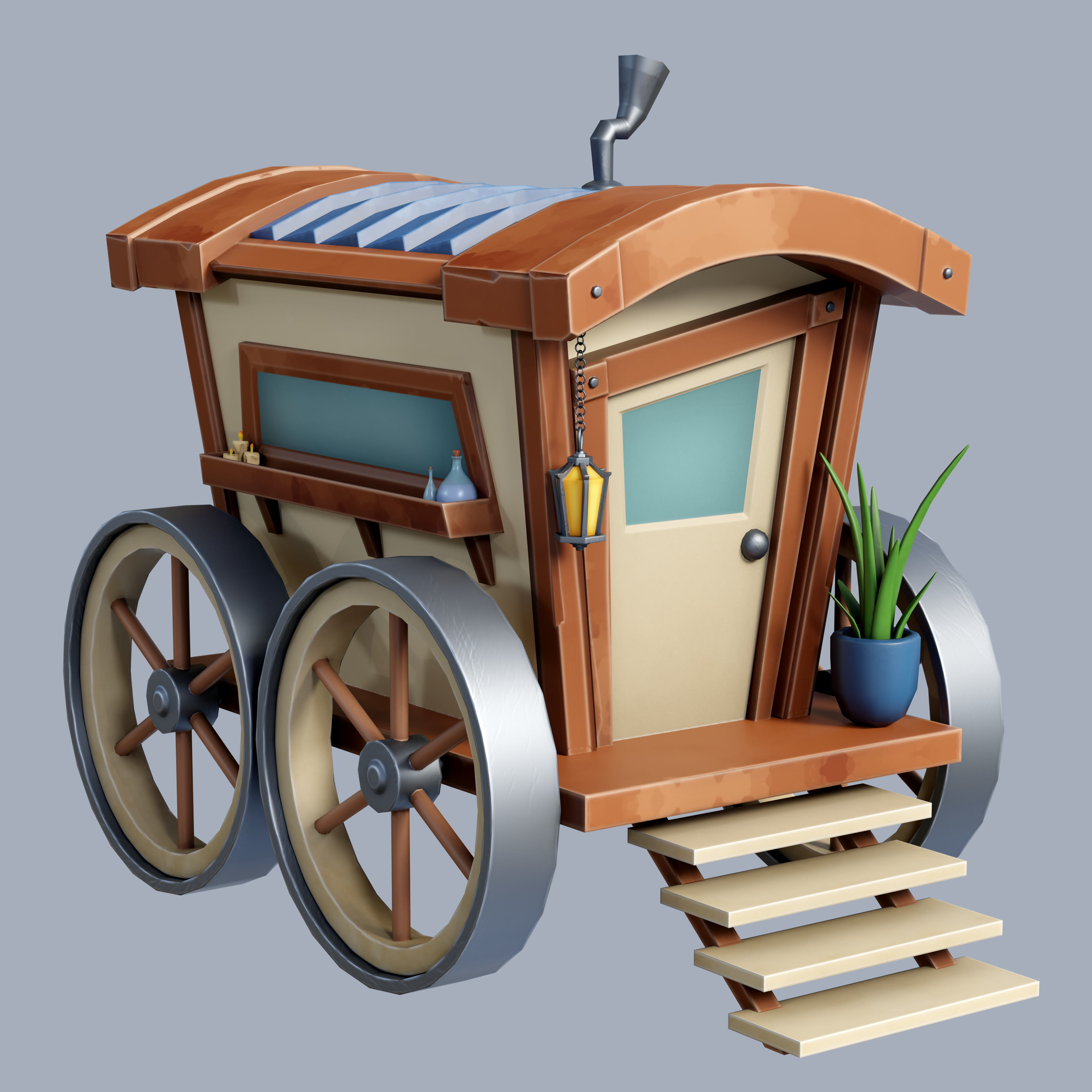 Stylized Wagon - low poly 3d 3darts casual game art illustration low poly props sty stylized wagon
