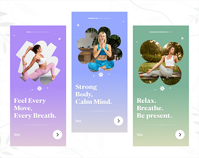 Onboarding Screen - Yoga App aestheticdesign ios meditation onboarding splash walkthrough wellness yoga