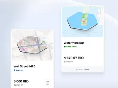 Districts - Cards animation app auction bid buy cards crypto design elements marketplace metaverse ui ux