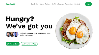 ZeeChops Website hero section landing page mobile app ui uiux user interface website