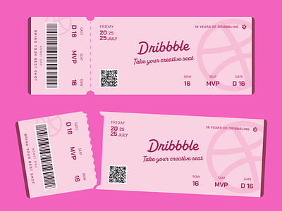 Thank you Dribbble for inviting :)! birthday concert design dribbble figma graphic design illustration minimal party playful sixteen ticket ui vector