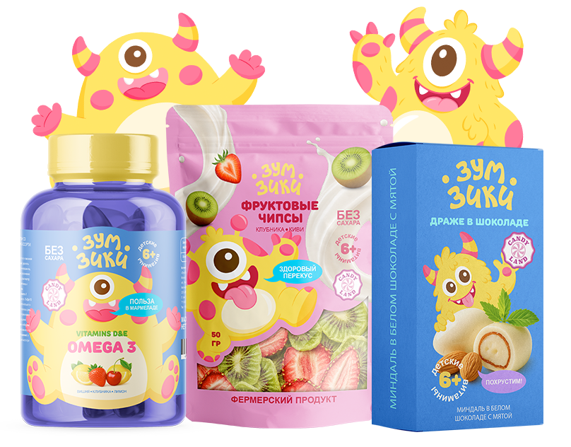 Kids Snack Packaging Design | Monster Illustrations character design childrens illustration design designpackaging food illustration label lettering packaging snack snack design vector illustration vitamins