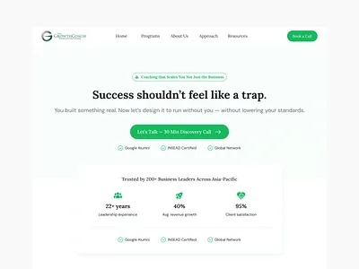 The Growth Coach HK - Landing Page branding clean landing page cleandesign designsystem figmadesign hero design landing page ui minimal landing modern landing page productdesign ui uiuxdesign