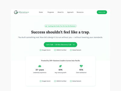 The Growth Coach HK - Landing Page branding clean landing page cleandesign designsystem figmadesign hero design landing page ui minimal landing modern landing page productdesign ui uiuxdesign