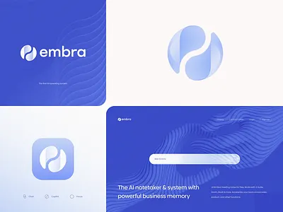 Embra Logo Design and Animation 3d ai animation app blockchain branding copilot gradient icon identity lepisov lettering logo meeting motion notes saas spline web3