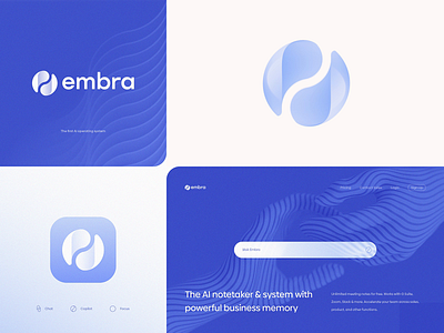 Embra Logo Design and Animation 3d ai animation app blockchain branding copilot gradient icon identity lepisov lettering logo meeting motion notes saas spline web3