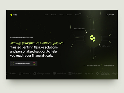 Landing page for Digital Banking design interface landing landing page product service startup ui uiux ux web web design website