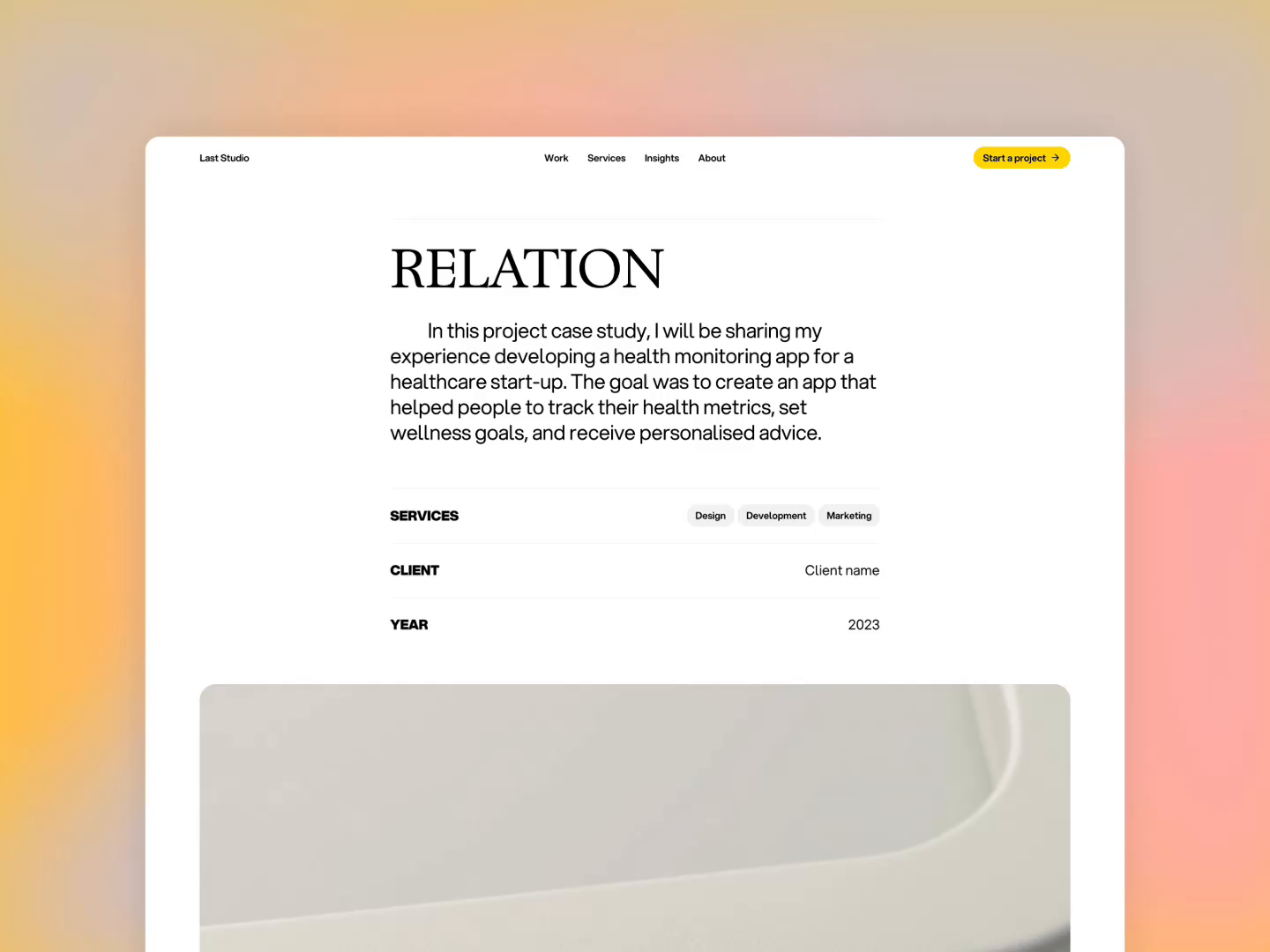 Example of Last Studio – Free Framer Template for Design Agencies