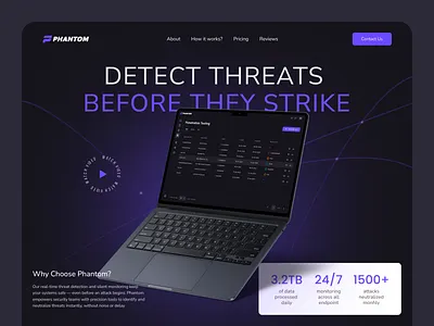 Threat Intelligence Landing Page | Phantom branding cyber security design landing page logo logo concept logo design logo presentation logotype modern logo security security logo tech branding technology threat intelligence ui ui design ux ui visualidentity web design