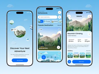 Travel Mobile App app design app interfaces design destination mobile app design modern ui product design tourism travel app travelling ui ui design