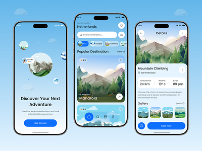 Travel Mobile App app design app interfaces design destination mobile app design modern ui product design tourism travel app travelling ui ui design
