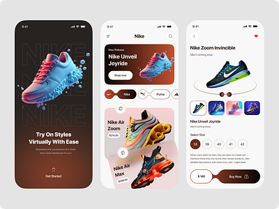 Nike Shoe | E-commerce | Mobile app | UI/UX app design best shopping app cart detail screen e commerce fashion app home screen mobile app mobile app design nike nike shoes design online shopping app online store product shoes shopify shoping app design shopping sneakers ecommerce splash screen