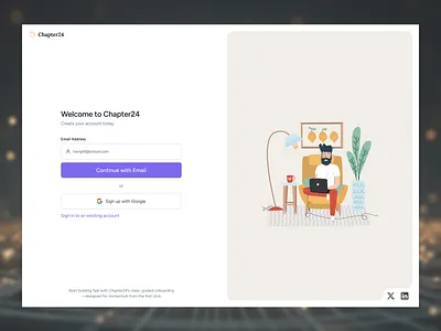 Onboarding Screen UI/UX Design - Chapter24 design figma illustration onboarding screen saas saas design ui design user centric user experience uxui
