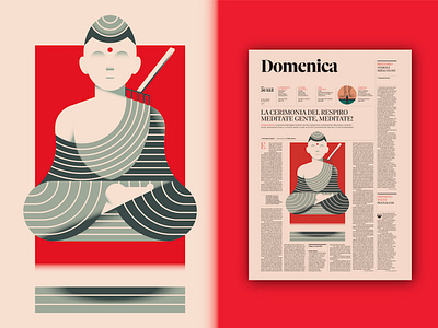 The Breathing Ceremony - IlSOLE24ORE best buddha chiara morra conceptual cover design dribbble flat garden il sole 24 ore illustration magazine meditation minimal palettw vector zen