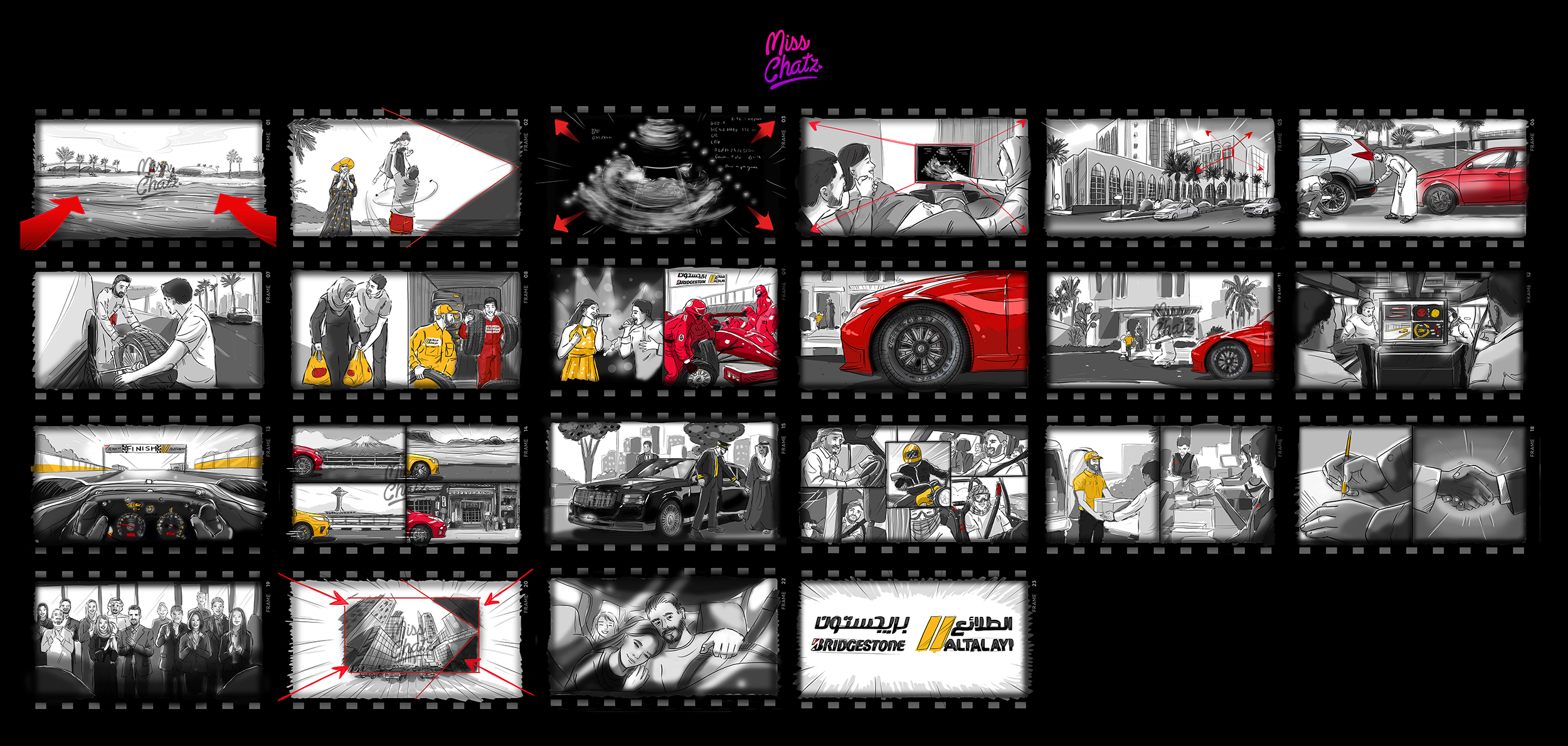 Bugshan Bridgestone Storyboard ad animation artist branding bugshan bridgestone storyboard designer film film making making motion graphics movie storyboard tire