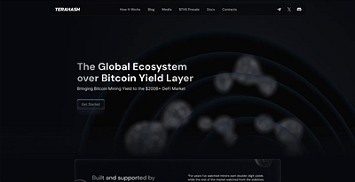 Hero section for Crypto mining ecosystem bitcoin crypto dark mining spline