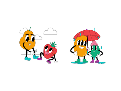 Cute Fruit Cartoon Characters Animation adobe after effect animation animation after effects illustration illustration animation lottie lottiefiles sticker set