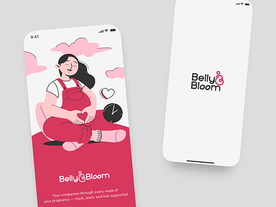 Belly Bloom - Pregnancy Tracking App app design onboarding pregnancy pregnancy tracking splash ui uiux ux design women