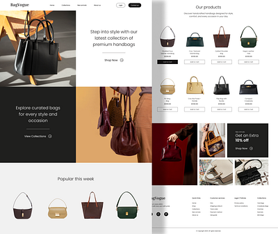 E-commerce UI Design for Women's Handbag Store clean layout design designers dribbble graphic design handbag landingpage ui uiux ux web webui