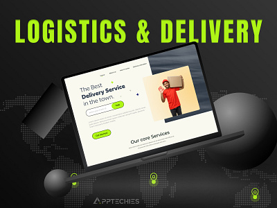 Apptechies | Modern Logistics & Delivery Landing Page UI Design courierapp creativeinterface dashboard delivery landing page logistics saasplatform uiuxdesign webpage website