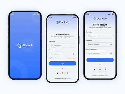Login Page - Doctor Application change password create account design doctor app forgot password log in log out login login design login form login page login screen register registration reset password signin signup sing in sing up website design