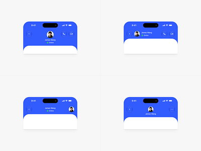 Header versions chat screen chat view header home screen messaging mobile app
