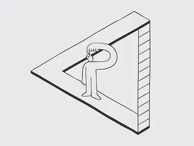 Confused and stuck person black clever creative elegant flat graphic design illusion illustration lineart minimal optical illusion organic penrose simple stuck surrealism surrealist trapped