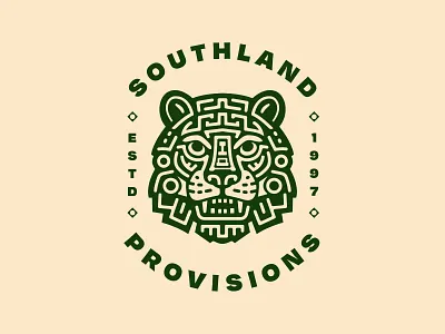 Southland Provisions apparel badges branding design identity illustration jaguar logo mayan packaging print t shirt typography