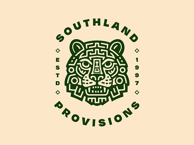 Southland Provisions apparel badges branding design identity illustration jaguar logo mayan packaging print t shirt typography