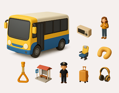 Vector 3d bus components 3d 3d cute 3d design 3d digital art 3d illustration 3d object 3d vector animation bis bus design digital art digital illustration graphic design illustration illustration vector ui vector
