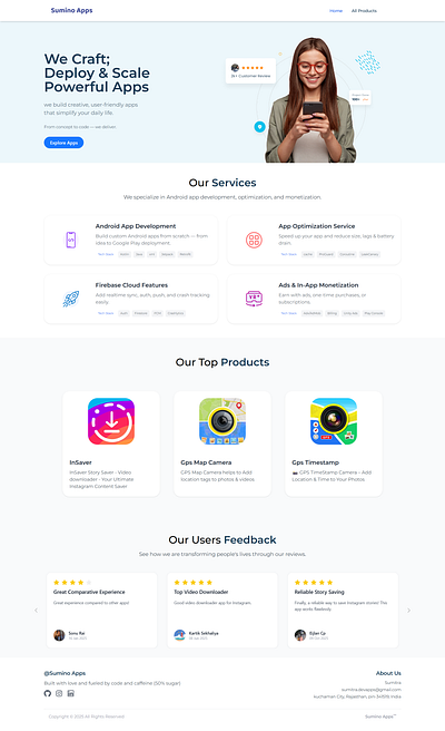 Sumino Apps - Website Design branding design gps map camera gps timestamp graphic design insaver rohitrajkhorwal sumino sumino apps sumino branding sumino web ui web design