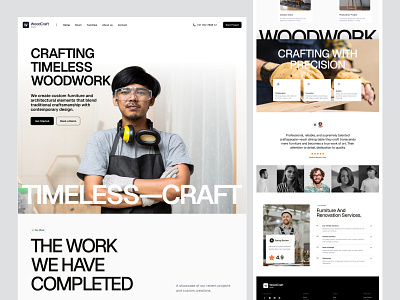 WoodCraft - Furniture Crafter Agency agency branding crafter design elementor framer furniture home house landing page repair service studio ui webflow website wood wordpress workshop