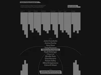 Unspoken: The Shape of Language in Art – Exhibition Timeline art show clean dark dark mode dark tone design exhibition exhibition design minimalist minimalist design modern ui typo typographic ui typography ui ui design ux design uxui