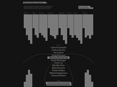 Unspoken: The Shape of Language in Art – Exhibition Timeline art show clean dark dark mode dark tone design exhibition exhibition design minimalist minimalist design modern ui typo typographic ui typography ui ui design ux design uxui