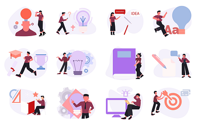 Science and education lottie animation boy bulb education girl idea laptop math pencil science target text