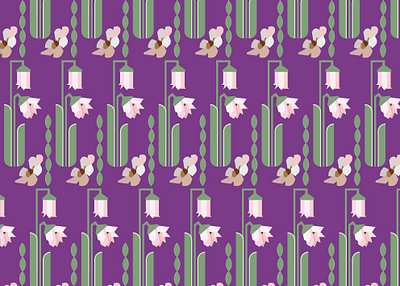 Geometric Tulips Pattern desert fabric floral flower geometric green happy lovely overturned palin pattern pink purple regular surface textile tulips ui violet