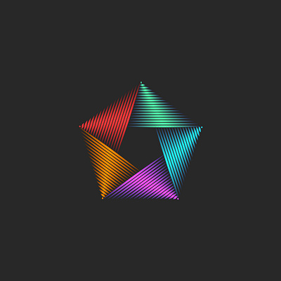 Pentagon logo aperture logo branding camera shutter mark colorful pentagon shape digital visual identity dynamic logo emblem futuristic branding gradient lines high tech style icon linear geometry logo design pentagon logo photo media icon vibrant color logo vortex