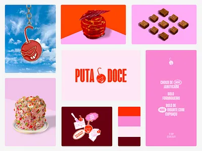 Putadoce Branding brand branding colorful design dessert fun graphic design illustration logo packaging pink sticker sweet