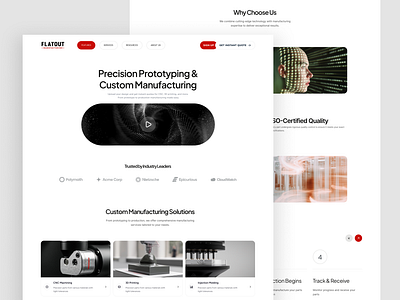 FLATOUT Manufacturing landing page 3d printing service landing page manufacturing company ui ui design ux ux design web website design