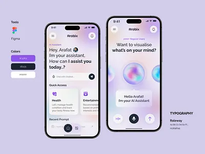 Arobix - AI Assistant Mobile App Design ai ai app ai assistant ai meeting assistant ai notes artificial intelligence assistant chat chat ai chatbot chatgpt mobile mobile app design mobile ui prompt text ai ui ui design ui ux design ux