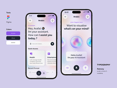 Arobix - AI Assistant Mobile App Design ai ai app ai assistant ai meeting assistant ai notes artificial intelligence assistant chat chat ai chatbot chatgpt mobile mobile app design mobile ui prompt text ai ui ui design ui ux design ux