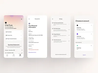 Chip Truex: Secure Financial Account Management app app design application chip truex design finance financial account financial app gradient mobile mobile design mobile ui ui ui design user experience user interface ux ux design uxui design