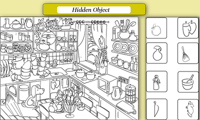 Hidden Object Puzzle for Kids | Black and White Line Art Illustr activity sheet