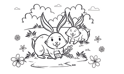 Kids Coloring Page | Cute Character Line Art | Printable Black a drawing for kids
