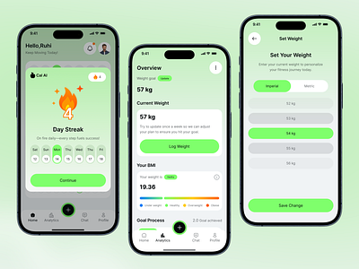 Calorie & Fitness Tracker App activity calorie ai calories chart calories tracker fitness fitness app fitness coach fitness metrics fitness tracker food tracker mobile mobile app training ui ux workout app